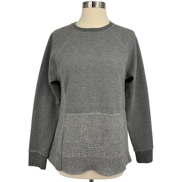 Thakoon Sweaters - Thakoon Mixed Media Sweater Gray Size S Merino Wool Pullover Crew Neck